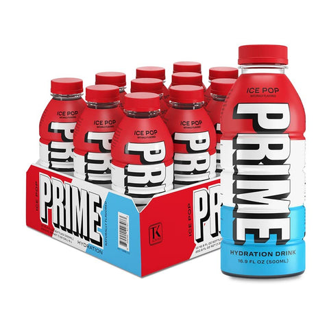 PRIME Hydration ICE POP | Sports Drinks | Electrolyte Enhanced for Ultimate Hydration | 250mg BCAAs | B Vitamins | Antioxidants | 2g Of Sugar | 16.9 Fluid Ounce | 12 Pack