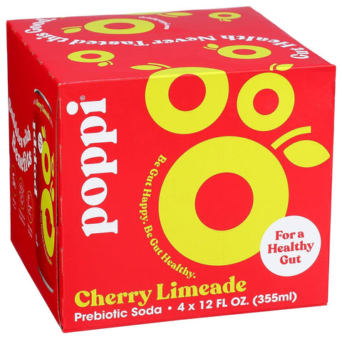 Poppi Cherry Limeade Prebiotic Soda 4pk, 12 FZ