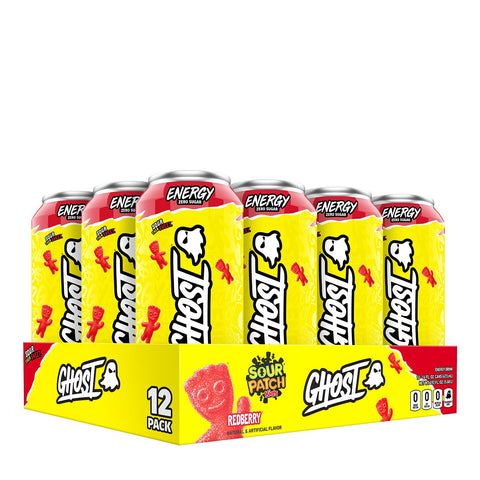 Ghost Energy Ready to Drink 16 Ounce Cans (Sour Patch Kids Redberry, 12 Cans)