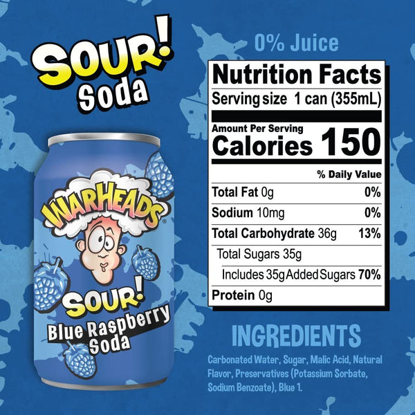 WARHEADS SODA - Sour Fruity Soda with Classic Warheads Flavors – Perfectly Balanced Sweet and Sour Soda - Warheads Candy Throwback Treat, Soda, Cocktail Mixer, Pack of 5, 12oz Cans (Sampler Pack)